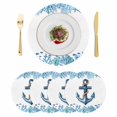 thumbnail image 1 of Nautical Anchor Round 15 Inch Placemats Set of 4, Summer Coastal Coral Starfish Fish Blue HeatResistant Non Slip Place Mats for Dining Table, Wipeable Braided Kitchen Table Mats for Housewarming, 1 of 9