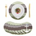 thumbnail image 1 of Nautical Anchor Round 15 Inch Placemats Set of 8, Farmhouse Sage Green Brown Wooden Grain HeatResistant Non Slip Place Mats for Dining Table, Wipeable Braided Kitchen Table Mats for Housewarming, 1 of 9