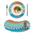 thumbnail image 1 of Nautical Anchor Round 15 Inch Placemats Set of 8, Retro Blue Brown Wooden Boards Farmhouse HeatResistant Non Slip Place Mats for Dining Table, Wipeable Braided Kitchen Table Mats for Housewarming, 1 of 9