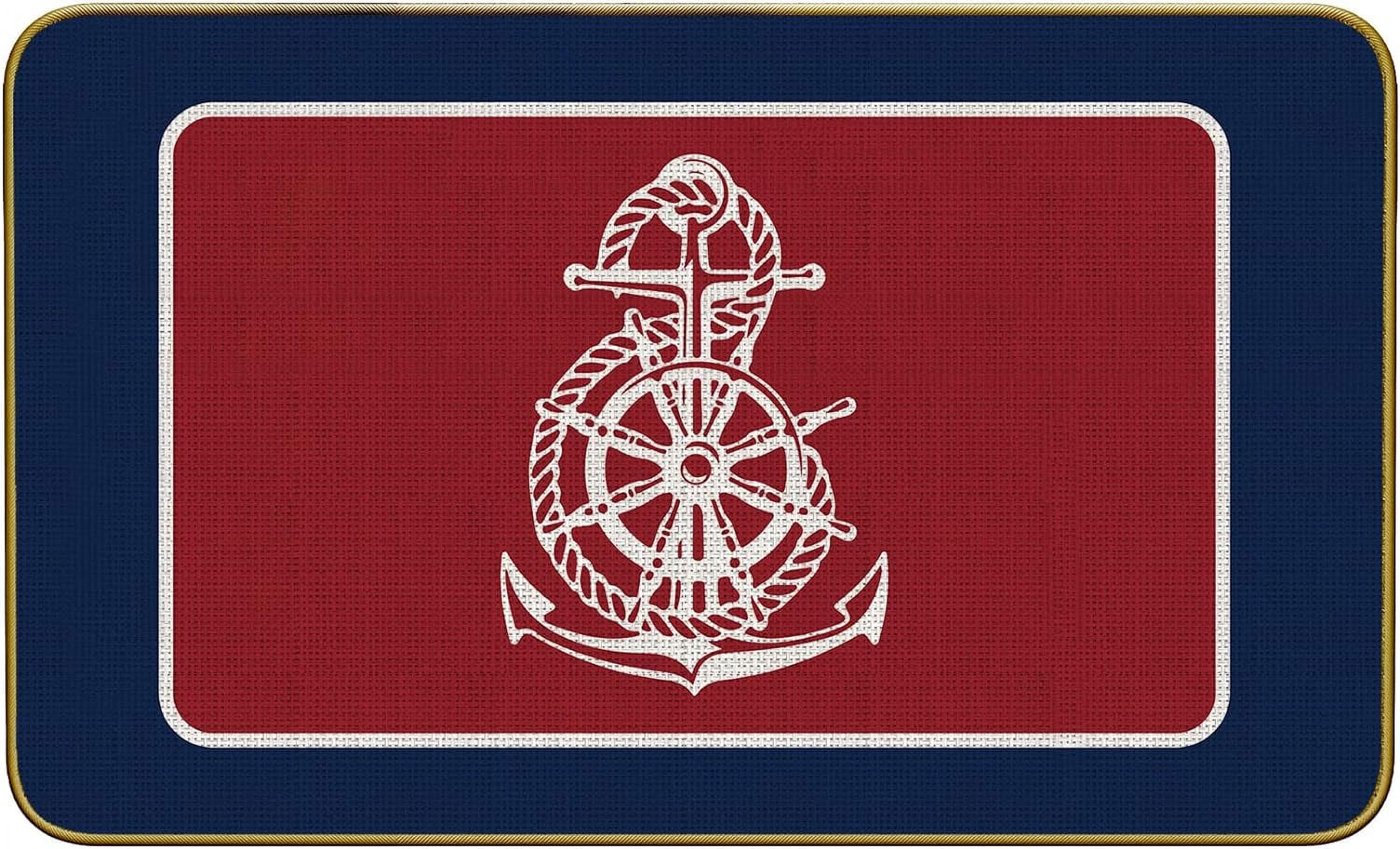 Nautical Anchor Rudder Doormat Door Mat for Home Boat Entrance, Lake