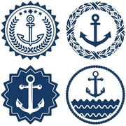 Nautical Anchor Static Window Clings Decals Anti Collision Glass Stickers Non Adhesive Vinyl Film Home Decorations for Sliding Doors Windows Prevent Stop Birds Dogs 4PCS