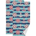 thumbnail image 1 of Nautical Anchor Steering Wheel Hand Towels 2 PCS, Summer Stripes Kitchen Towel Ultra Soft and Highly Absorbent,Decorative Fingertip Face Towel for Bathroom Hotel, 28.3"x14.4", 1 of 5