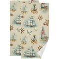 thumbnail image 1 of Nautical Anchor Steering Wheel Hand Towels 2 PCS, Watercolor Lighthouse Summer Kitchen Towel Ultra Soft and Highly Absorbent,Decorative Fingertip Face Towel for Bathroom Hotel, 28.3"x14.4", 1 of 5