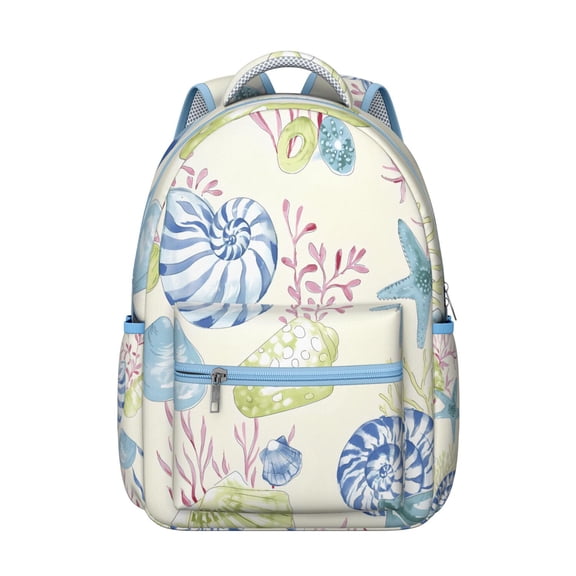 Nautical Anchor Student Backpack Waterproof Durable School Bag with Mermaid and Seaside Coral Pattern, Breathable Foam Padding, Adjustable Straps for Travel and Outdoor Use