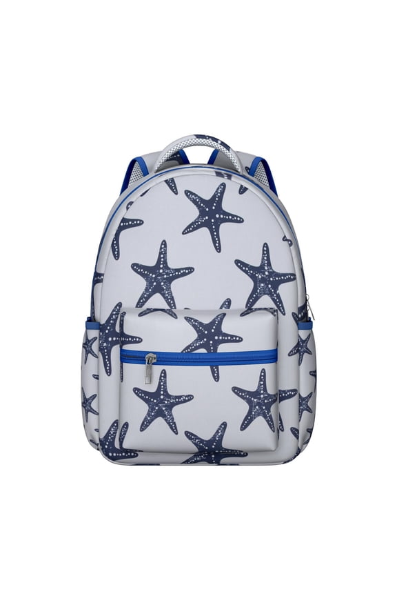 Nautical Anchor Student Backpack Waterproof Durable School Bag with Mermaid and Seaside Coral Pattern, Breathable Foam Padding, Adjustable Straps for Travel and Outdoor Use