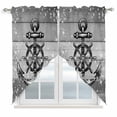 thumbnail image 1 of Nautical Anchor Swag Valances for Windows, Kitchen Curtains 36 Inch Length 2 Panels Set, Rudder Stars Retro Black Grey Wooden Grain Short Curtains for Small Windows Rod Pocket Cafe Curtains 28"x36", 1 of 8