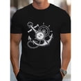 thumbnail image 1 of Nautical Anchor T-Shirt Graphic Tee Maritime Top Cotton Crew Neck Fashion Casual Shirt Comfort Black S-5XL, 1 of 5