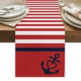 thumbnail image 1 of Nautical Anchor Table Runner - 36 Inch Long, Kitchen Dining Table Runner Dresser Scarves, Red White Geometric Horizontal Stripes Farmhouse Decor for Coffee Tables Wedding Party Banquet, 1 of 8