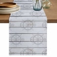 thumbnail image 1 of Nautical Anchor Table Runner 70 Inches, Coastal Ocean Sea Grey Wooden Grain Bed Runner Dresser Scarves Tabletop for Indoor Outdoor Parties/Ceremony/Banquet, 13" x 70", 1 of 9