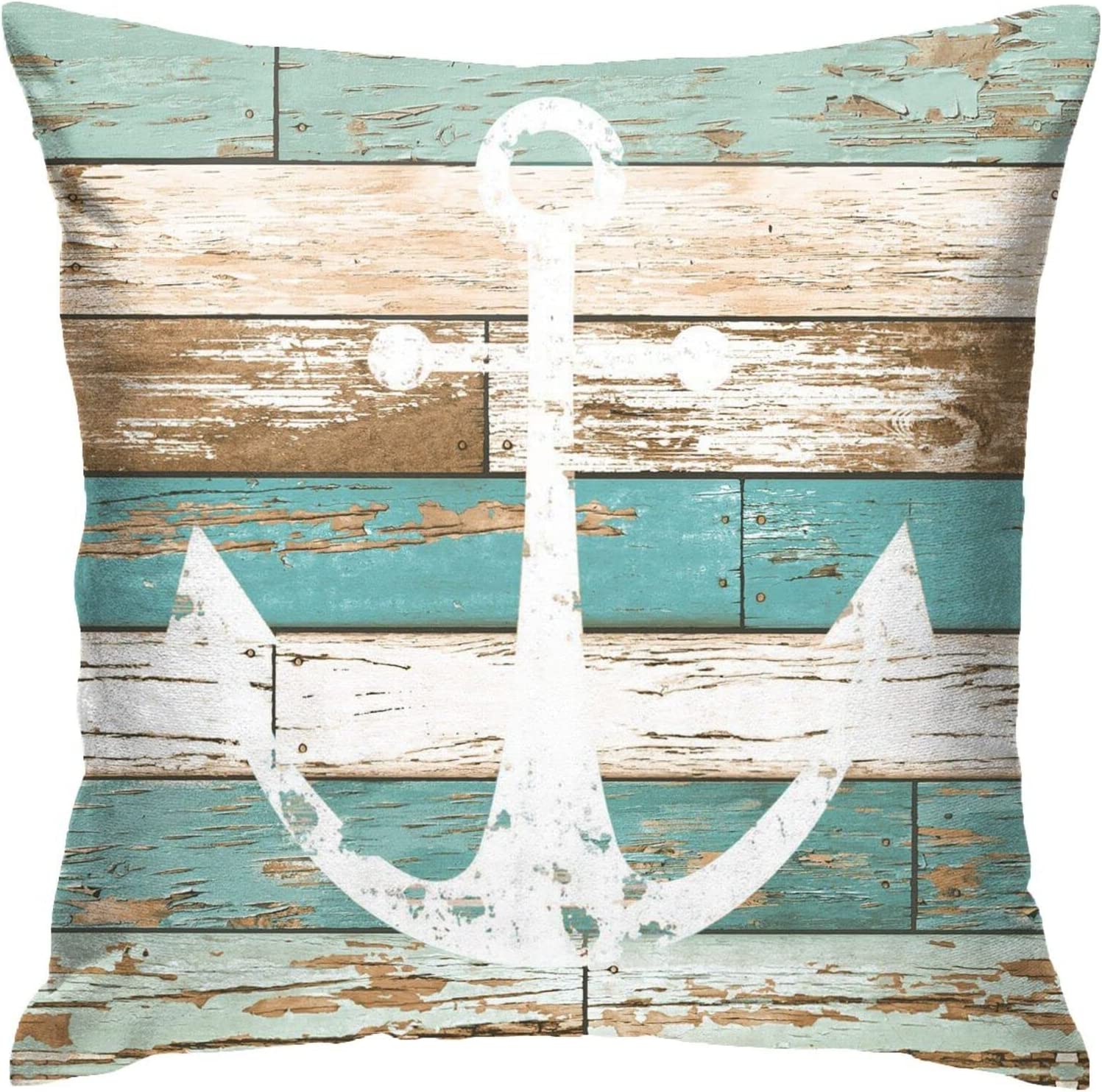Nautical Anchor Throw Pillow Covers Blue Turquoise Anchor Weathered