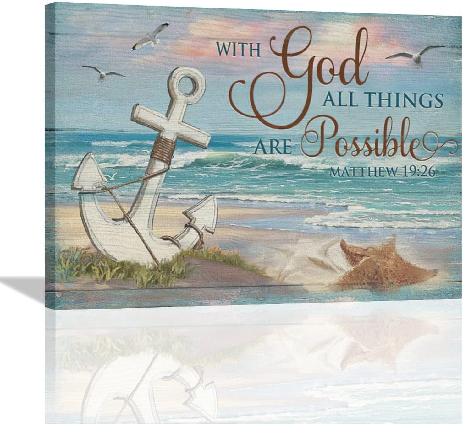 Nautical Anchor Wall Art Coastal Decor Beach Painting Bible Scripture