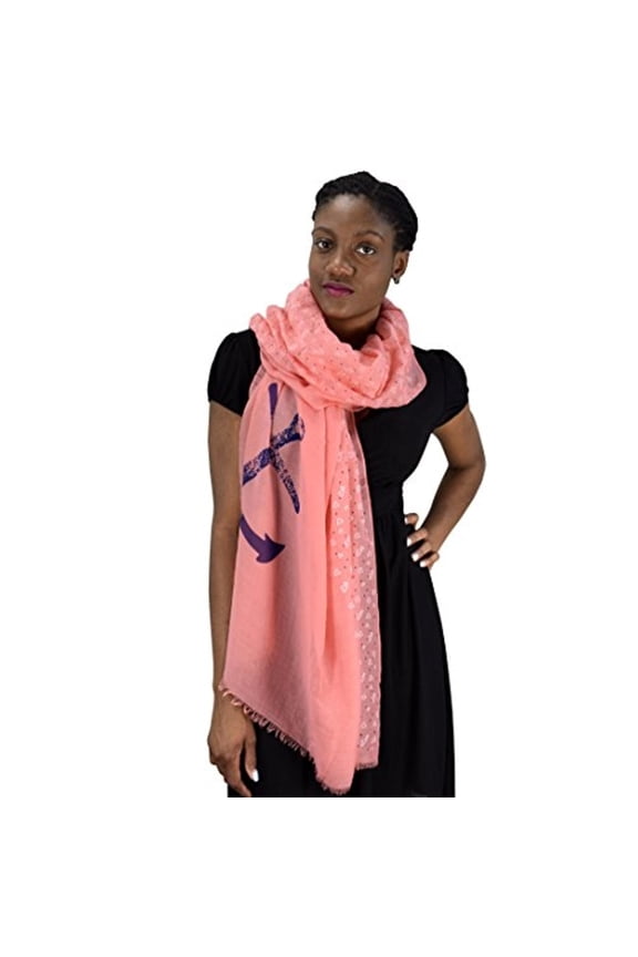 Nautical Anchor and Dainty Heart Print Light weight Summer Scarf