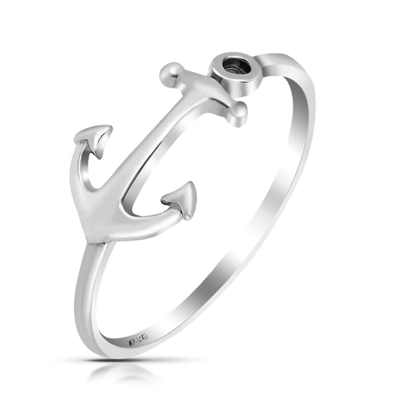 Nautical Anchor of Hope Band .925 Sterling Silver Ring-10