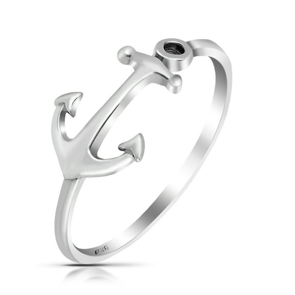 Nautical Anchor of Hope Band Sterling Silver Ring-6