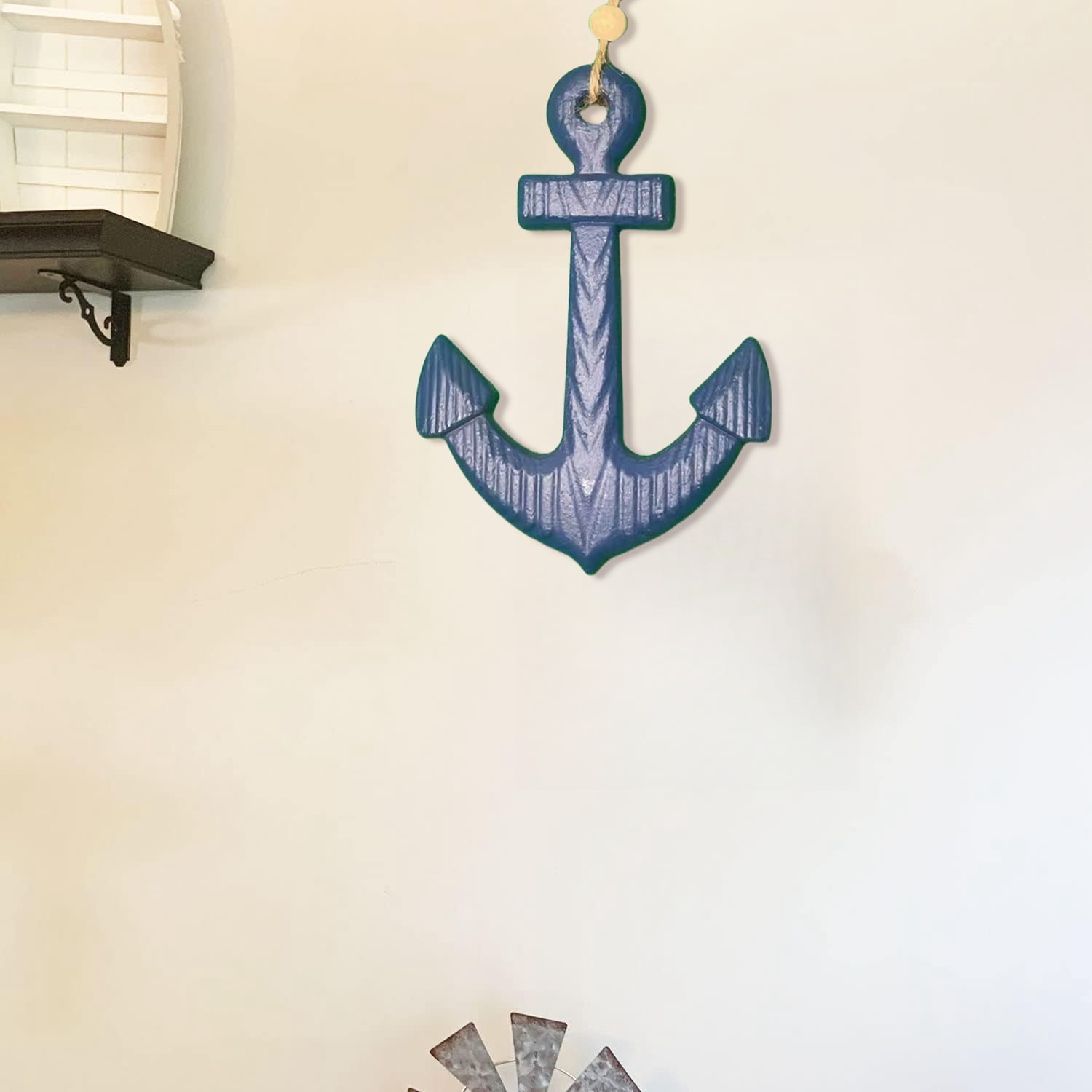 Nautical Anchor with Rope Nautical Beach Anchor Wall Art Decor Door Hanging Ornament Beach Theme Home Decoration