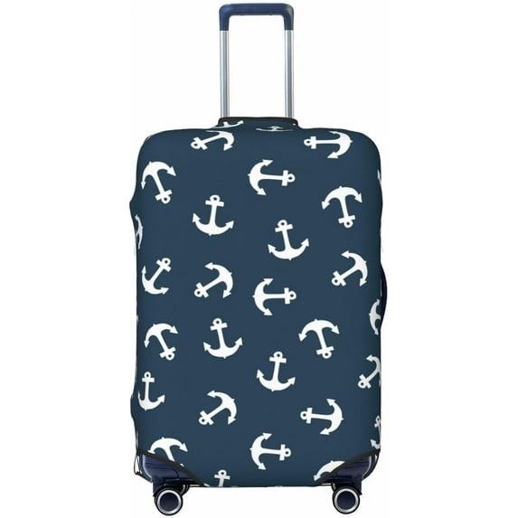 Nautical Anchors Luggage Suitcase Covers Elastic Washable Sea Adventure Ocean Theme Navy Luggage Protector Travel Suitcase Protective Cover For Kid And Adult, Xl (Fit 30-32 Inch Luggage)