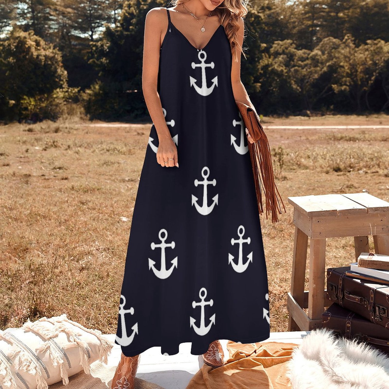 Nautical Anchors Sleeveless Dress Party dresses dress korean style women's evening  dress dresses ladies summer - Walmart.com
