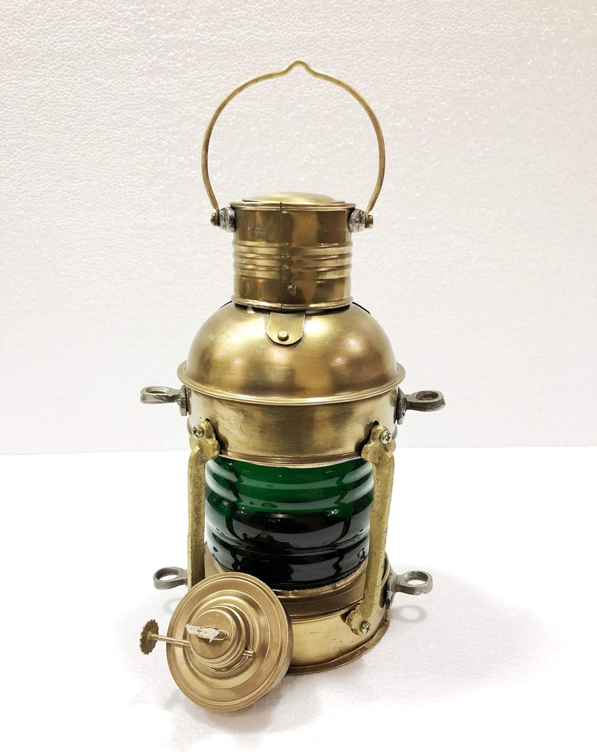 Nautical Antique 10" Ship Lamp Boat Green Oil Lantern Maritime Collectible Decorative