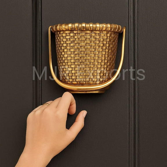 Heavy Brass Basket Style Nautical Door Knocker Vintage Inspired Maritime Decorative Accent for Front Doors