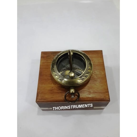 Nautical Antique Push Button Working Compass With Wooden Box