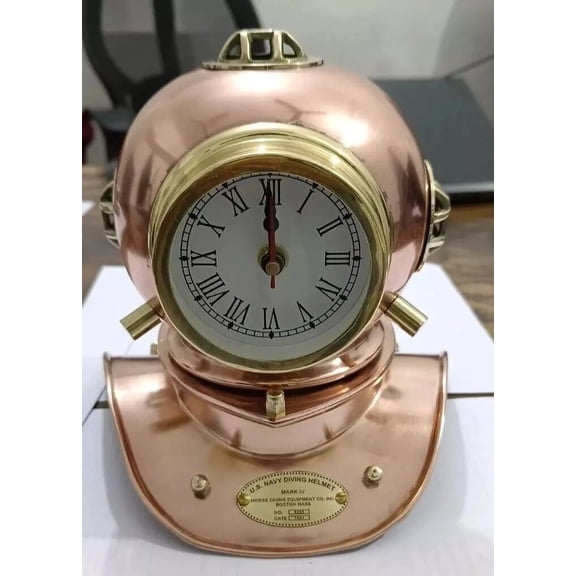 Nautical Antique Style Diving Helmet Maritime Clock, Mini