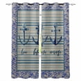 thumbnail image 1 of Nautical Archor Blackout Curtains for Bedroom/Living Room, Thermal Insulated Kitchen Curtains, Vintage Country Ocean Archor Blue Stripes Grommet Darkening Window Treatment Drapes 52"x72"x2, 1 of 8