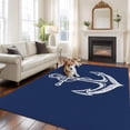 thumbnail image 1 of Nautical Area Rugs 5x7 ft Anchor Rope Coastal Navy Blue Minimalist Washable Rug Non Slip Indoor Carpet Absorbent Floor Mat for Living Room Bedroom Dining Room, 1 of 9