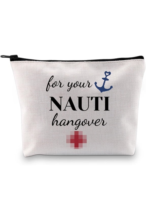 Nautical Bachelorette Party Gift Nauti Girls Hangover Kit Bags Gift For Your Nauti Hangover Cosmetic Bag Zipper Pouch