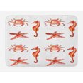 thumbnail image 1 of Nautical Bath Mat, Crab Seahorse Starfish Hand Drawn Underwater Sea Creatures Ocean Image, Non-Slip Plush Mat Bathroom Kitchen Laundry Room Decor, 29.5 X 17.5 Inches, Salmon Dark Coral, Ambesonne, 1 of 2