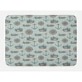 thumbnail image 1 of Nautical Bath Mat, Marine Image with Anchor Windrose Fish and Ships, Plush Bathroom Decor Mat with Non Slip Backing, 29.5" X 17.5", Blue Multicolor, by Ambesonne, 1 of 2
