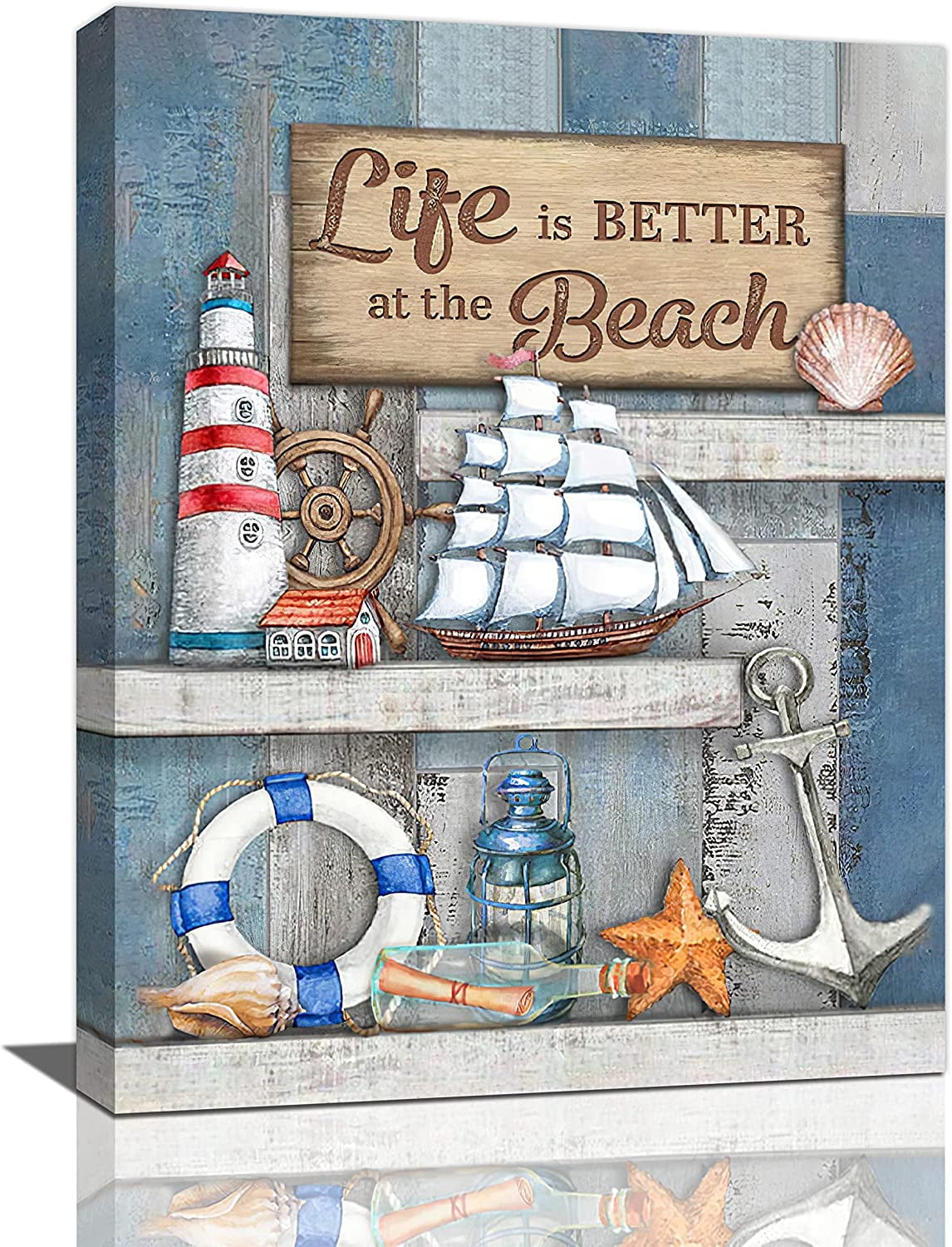 Nautical Bathroom Decor Beach Wall Art Anchor Lighthouse Ocean ...
