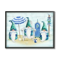 Nautical Beach Gnome Trio Fairy Tales & Fantasy Graphic Art Black Framed Art Print Wall Art