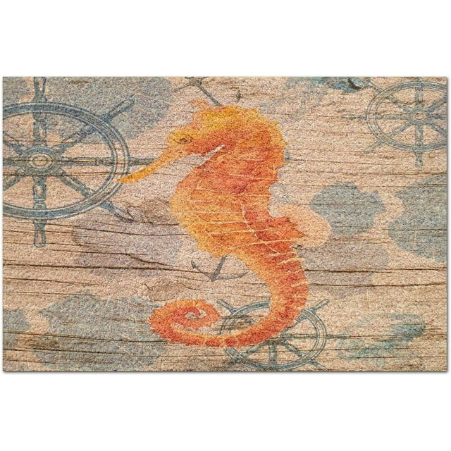 Nautical Beach Ocean Theme Shells Sea Animal Entryway Doormat