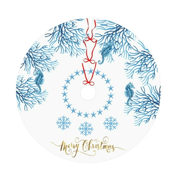 Nautical Beach Snowflake Tree Skirt Christmas Tree Skirt 36" , Xmas Tree Skirt Home Decoration New Year Holiday Party Ornaments Tree Mat