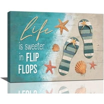 Nautical Beach Wall Art Coastal Starfish Seashell Pictures Wall Decor Beach Theme Canvas Print Inspirational Painting Framed Modern Home Artwork For Bathroom Living Room Bedroom Office 16"x12"