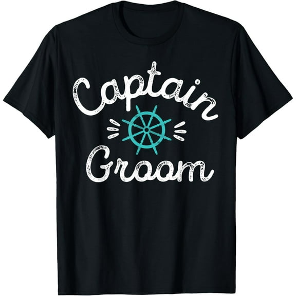 Nautical Beach Wedding Boat Sailing Ship Wheel Captain Groom T-Shirt100% cotton
