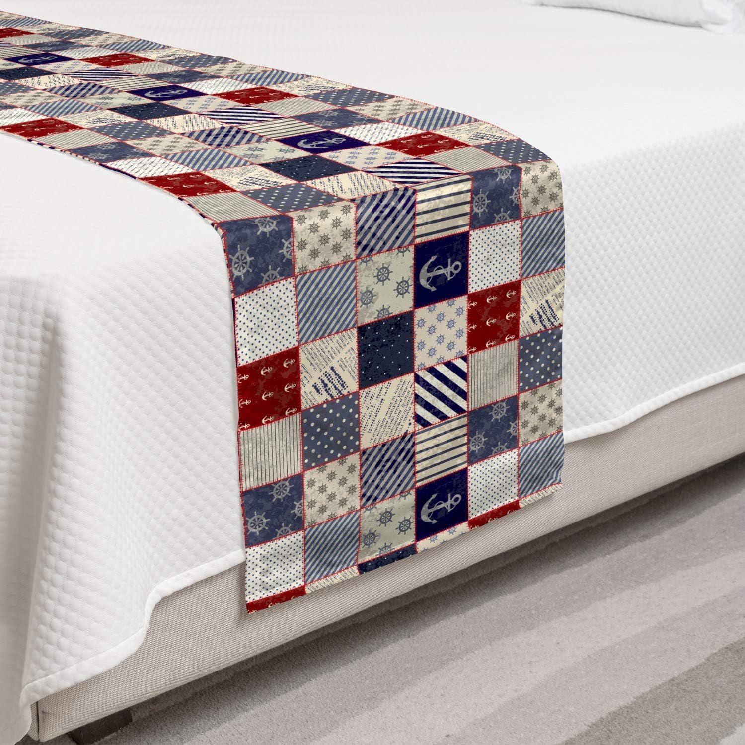Nautical Bed Runner, Maritime And Nautical Life Design With Vintage