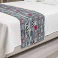 Nautical Bed Runner, Wavy Pattern In Nautical With Lengthwise Lines And