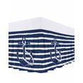 thumbnail image 1 of Nautical Bed Skirt California King Size 18 Inch Drop, Navy Blue and White Striped Retro Anchor Wrap Around Dust Ruffle Bedskirts, Wrinkle & Fade Resistant Easy Fit Bedskirt with Adjustable Elastic, 1 of 8