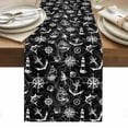 thumbnail image 1 of Nautical Black Table Runner - 60 Inch Long, Kitchen Dining Table Runner Dresser Scarves, Retro Sailing Boat Map Anchor Rudder Farmhouse Decor for Coffee Tables Wedding Party Banquet, 1 of 8