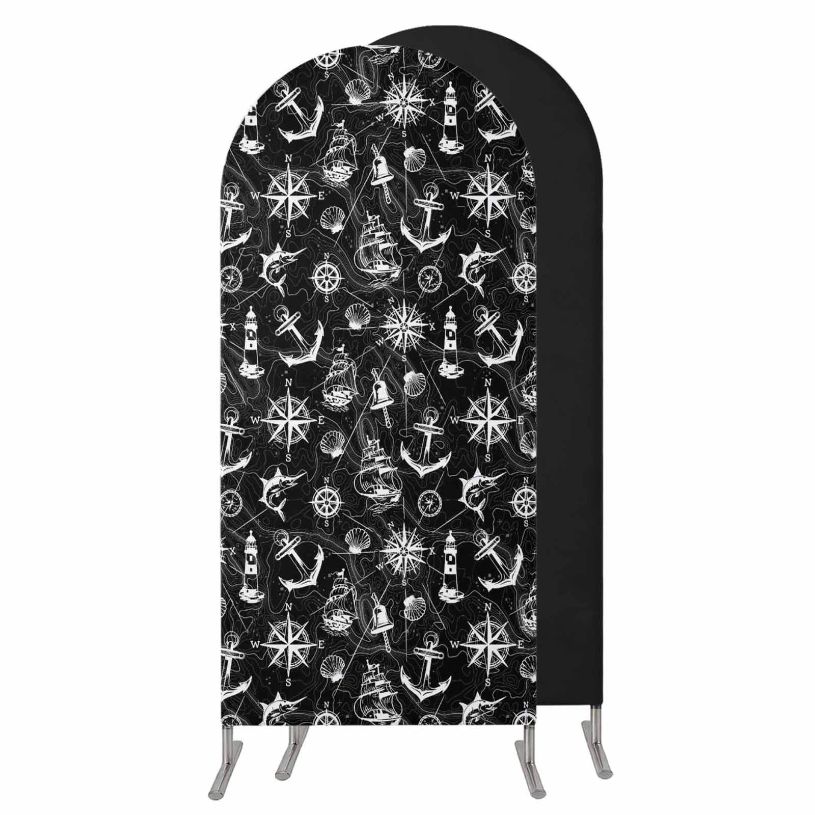 Nautical Black Wedding Arch Cover, Stretchy Spandex Arch Backdrop Stand ...