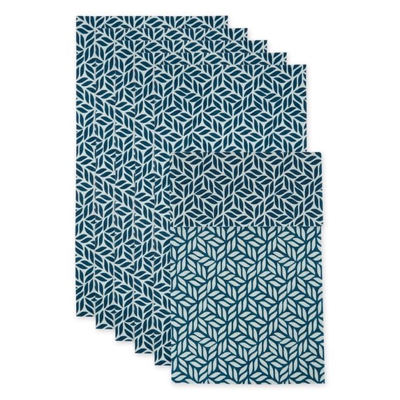 Nautical Blue Abstract Leaf Print Fridge Liner (Set of 6)