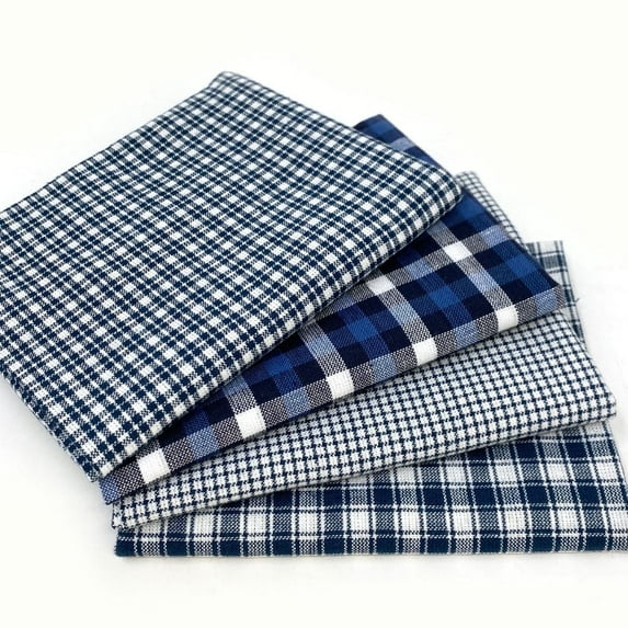 Nautical Blue Assorted Homespun Plaid Fabric Bundle - Set of 4 Fat Quarters by JCS