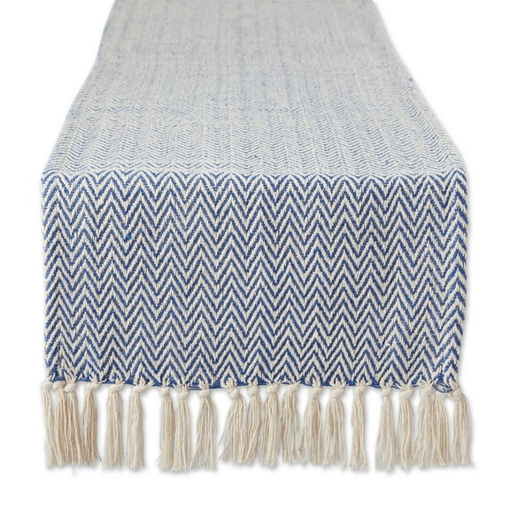 Nautical Blue Chevron Cotton Table Runner 15x72