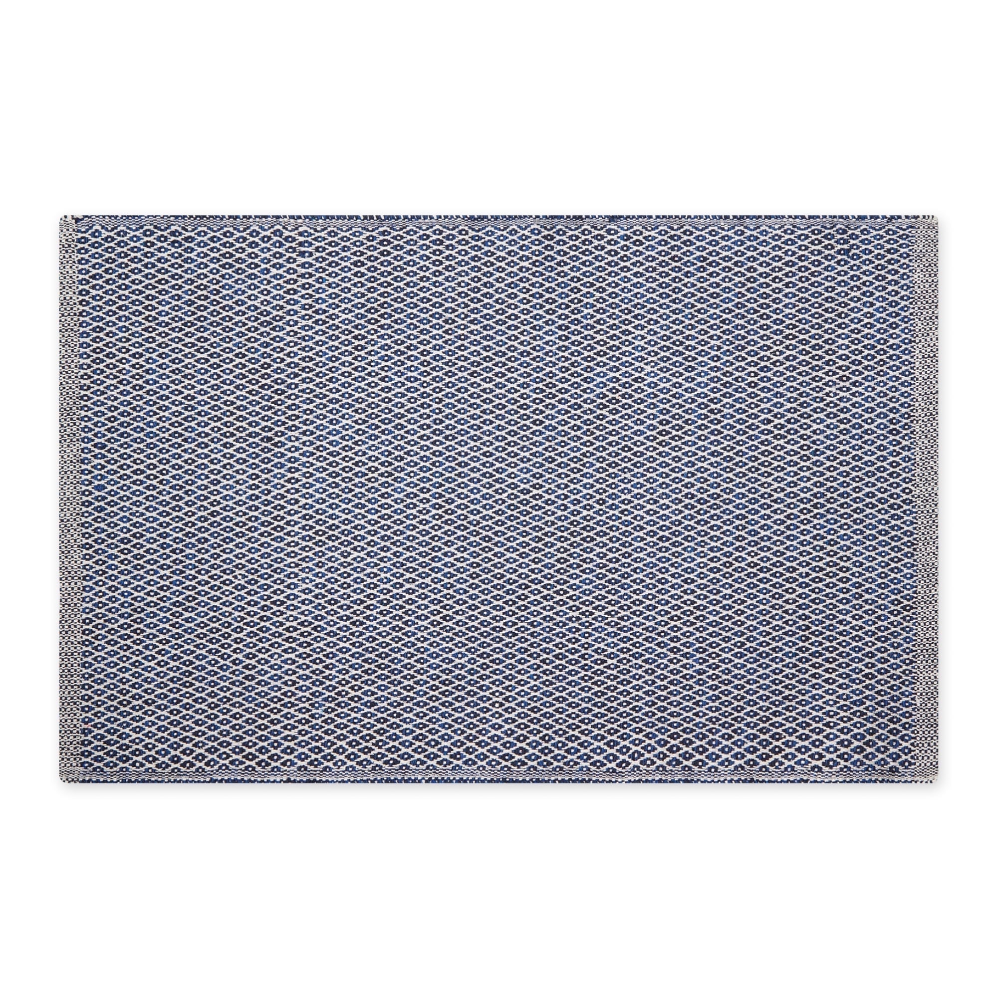 Nautical Blue Diamond Handwoven Cotton Rug 24x36 Inches