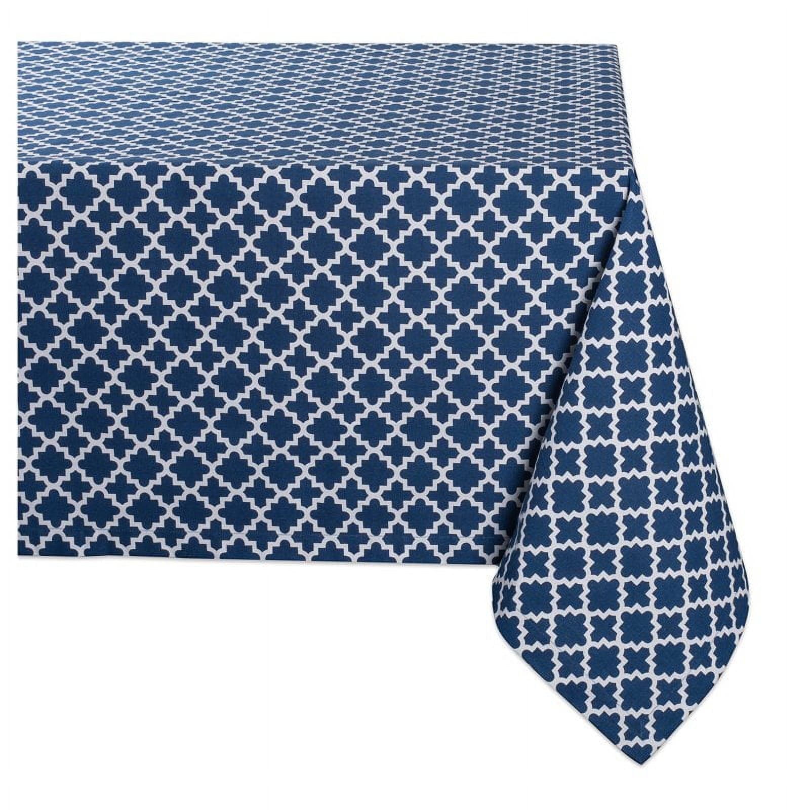 Nautical Blue and White Cotton Rectangular Tablecloth
