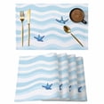 thumbnail image 1 of Nautical Blue Ocean Wave Placemats Set of 6,Wipeable Washable Table Mats for Dining Tables, Marine Theme Starfish Place Mats for Kitchen Event Party Tabletop Decor, 1 of 9