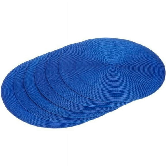 Nautical Blue Round Polypropylene Woven Placemat Set of 6