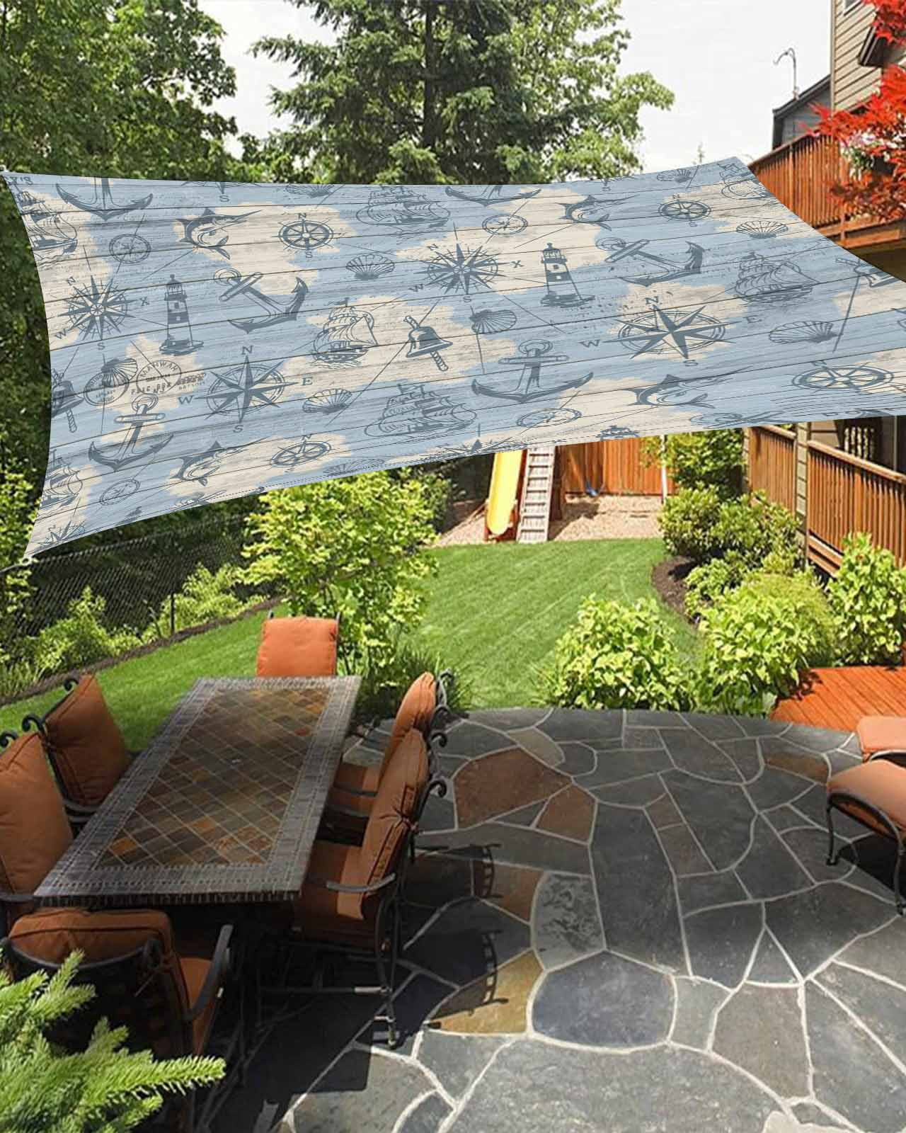 Nautical Blue Sun Sail Shades Rectangle Canopy,Sunlight Block Heavy ...