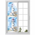 thumbnail image 1 of Nautical Blue Window Privacy Film, Lighthouse Ocean Sailboat Summer Painting Static Cling UV Sun Blocking Heat Control Window Tint, Non-Adhesive One Way Windows Privacy Cover 17.7''x78.7'', 1 of 7